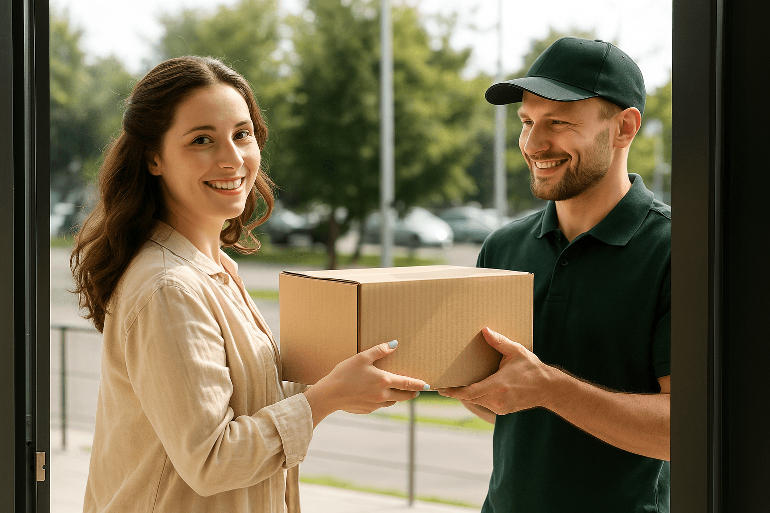 Package being handle at the door